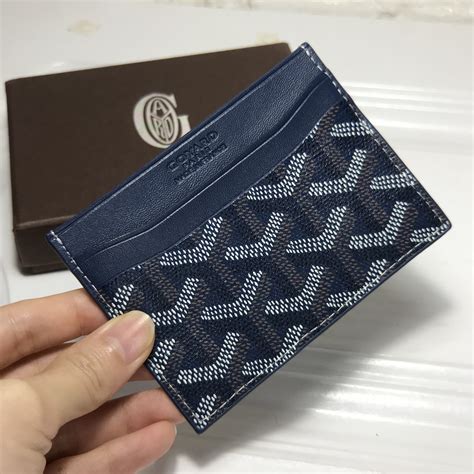 goyard card holder chevron navy real|authentic Goyard bag.